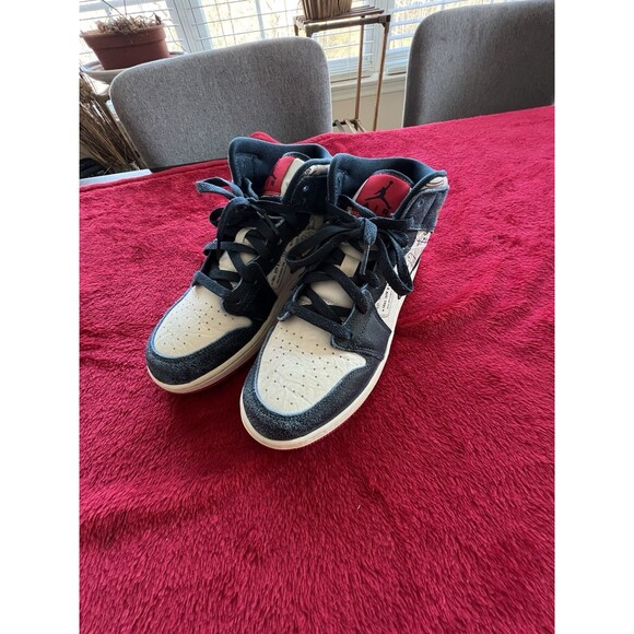 Nike Air Jordan 1 Mid Take Flight Armory Navy Gold FN1353-400 GS Size 6Y - Picture 9 of 11